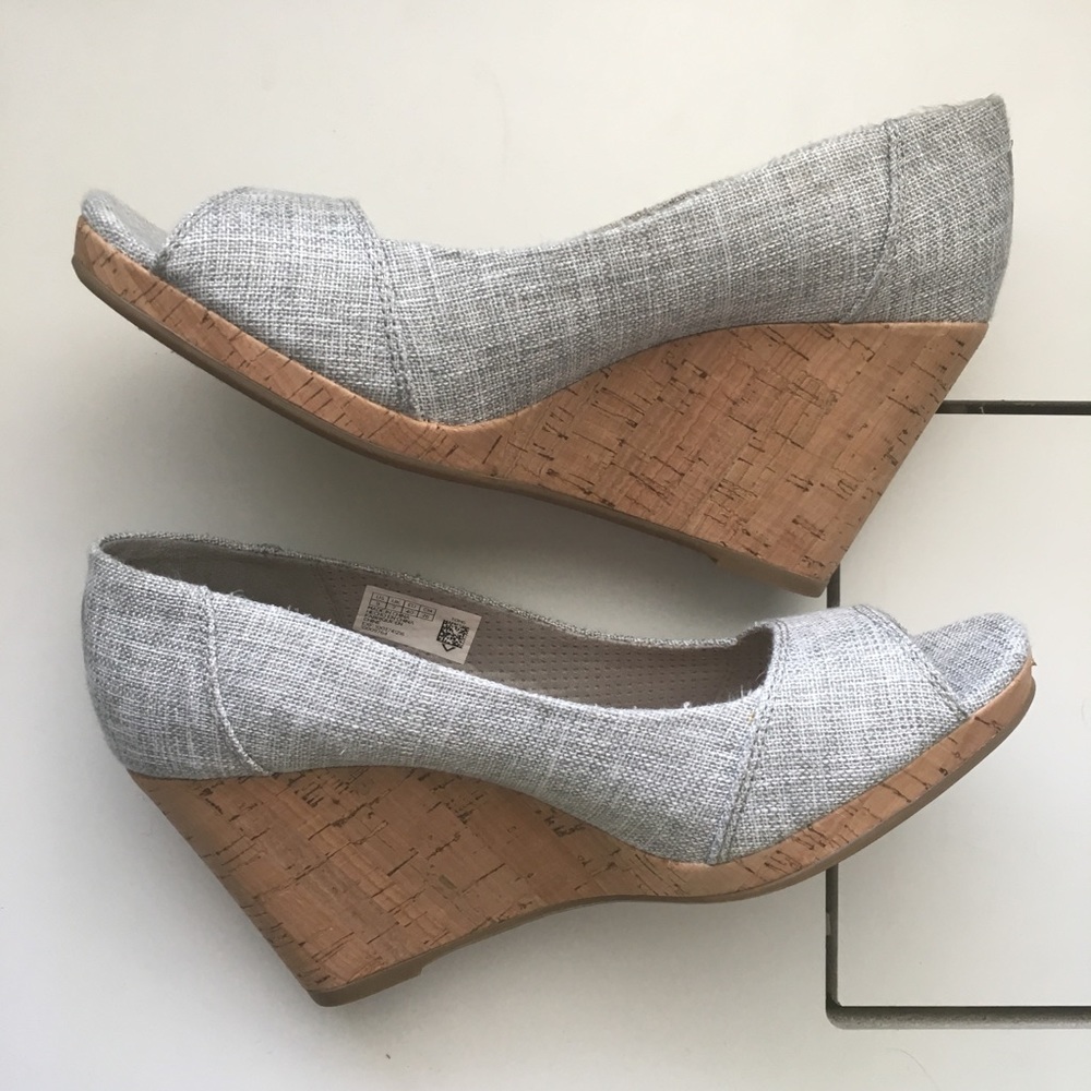 TOMS Peep Toe Cork Wedge